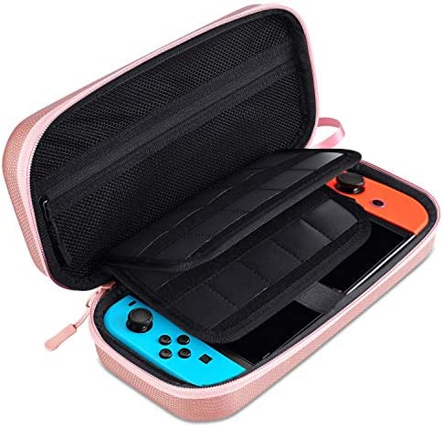 Supgear Carry Case Compatible with Nintendo Switch, Protective Hard Portable Travel Carry Case Shell Pouch for Nintendo Switch Console & Accessories with 20 Game Cartridges (Rose Gold)