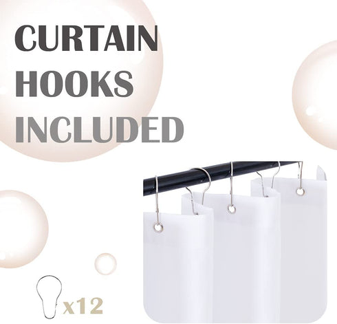 Fabric Shower Curtain for Bathroom Waterproof Shower Curtain Ombre Curtain for Shower Window Hooks Included 70 by 72 inches One Panel