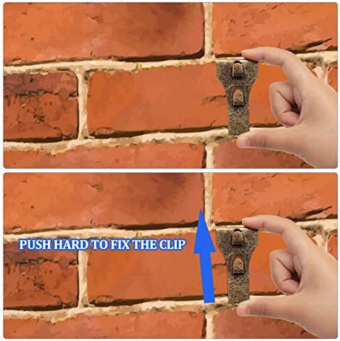 Brick Wall Clips for Hanging Brick Lights Wreaths Pictures Hanger Steel Brick Clamp Hooks Brick Wall Hook Fastener Fits Brick 2-1/4 inch to 2-3/8 inch in Height (9 Pieces)