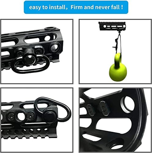 Theopot 2 Point Sling and 2 Pack Qucik Release QD Sling Swivels Mount Adjustable Length,Push Button QD Sling Mount Sling Swivels(Black)