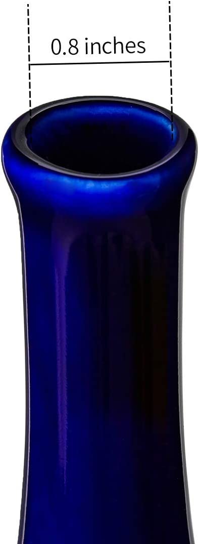 Samawi Blue Ceramic Vase/12 inch/Flowers Home Decor Decorative Blue Vase Modern/Geometric Vase/Peephole Vase for Living Room/Bedroom/Dining Table