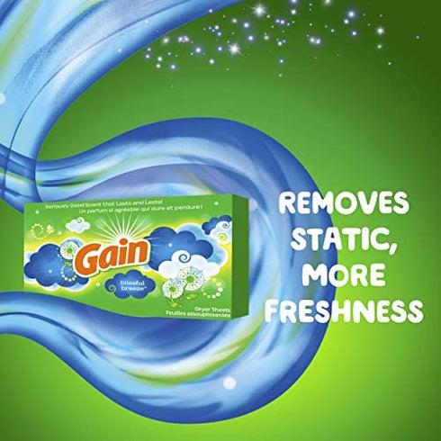 Gain Fabric Softener Dryer Sheets, Blissful Breeze, 120 Count