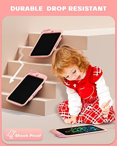 bravokids Toddler Girl Unicorn Toys Gifts - 10" LCD Writing Tablet Kids Doodle Board Drawing Learning Sensory Toys Kids Christmas Birthday Gifts for 3 4 5 6 7 8 Year Old Girls Boys (Pink)