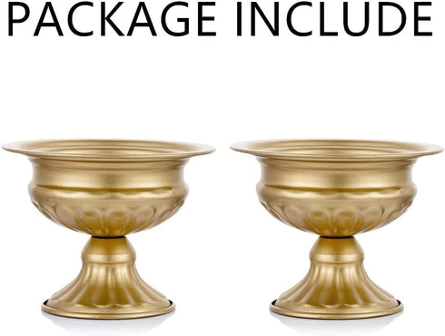 Nuptio Pcs of 2 Mini Sized Metal Urn Planter Elegant Wedding Centerpieces Vase for Wedding Party Decoration, 12.6cm/4.96" Tall Trumpet Vase Flower Holder for Anniversary Ceremony
