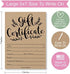25 Rustic Blank Gift Certificates for Small Business, Black Kraft Paper Voucher for Massage, Hair & Nail Salon Spa, Restaurants, and DIY Coupon Cards for Birthday, Mom Valentines Day, Him & Her, 5x7"