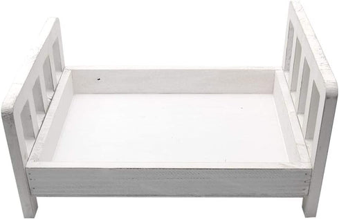 Baby Photography Bed Baby Photo Props White Wood Doll Bed Detachable Photo Background for Baby Photo Studio