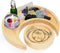 Moon Tray Crystal Holder for Stones Display, Natural Pine Crystal Tray for Healing Crystal & Essential Oils, 9.17X 3.94 Inches Crescent Moon Bowl with 4.64 Inches Round Tray