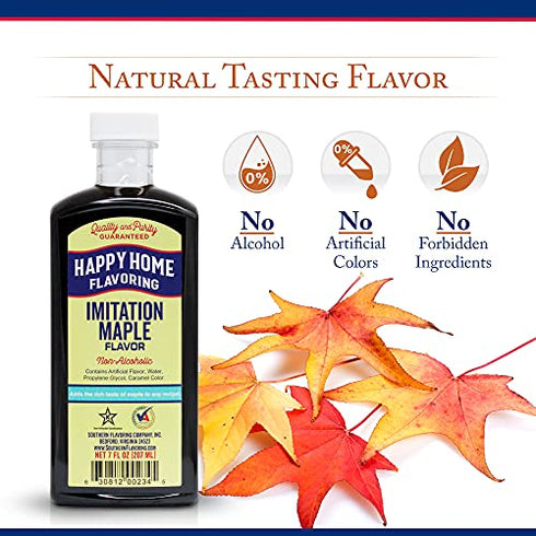 Happy Home Imitation Maple Flavoring, Non-Alcoholic, Certified Kosher, 7 oz.