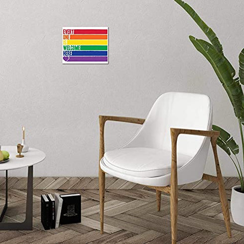Everyone Is Welcome Here Inclusion Poster LGBT Pride Wall Hanging Print | Queer LGBTQ+ Unframed Giftable Art 10 in wide x 8 in tall Paper Cardstock(1 Small Print)