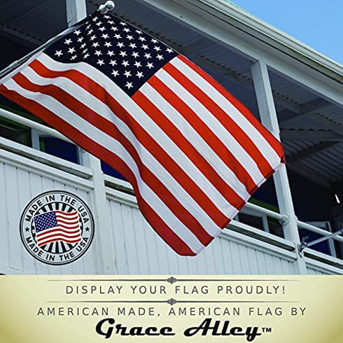 American Flag 3x5 Waterproof Outdoor by Grace Alley, Heavy Duty Fade Resistant Bright Color - Long Lasting Polyester Cotton Blend with Brass Grommets, 100% Made in USA