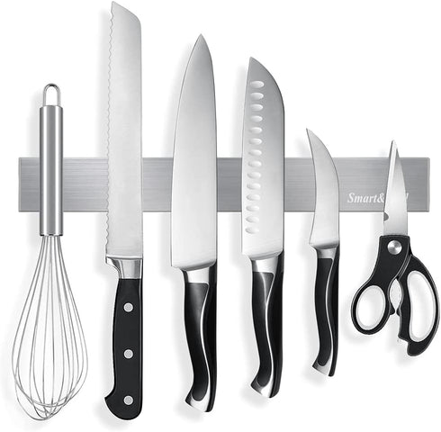 SMART&COOL Self-adhesive Magnetic Knife Holder, Magnetic Knife Strip for Wall Mounting, no Drilling (Stainless Steel-11.69 in)