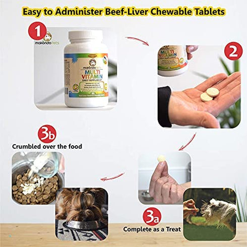 Multivitamin for Dogs and Cats. Prenatal Dog Vitamins, Minerals and Amino Acids. Senior Dog Vitamins and Supplements for dogs & cats. Puppy Vitamins for your dog allergy relief-Complete Dog Supplement