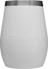 Non-tipping 10oz Double Wall Insulated Stainless Steel Stemless Travel Wine Tumbler w/ Easy Slide Lid - White