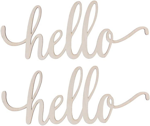 NUOBESTY Hello Wood Sign Home Wooden Letters DIY Block Words Sign Wooden Door Art Decoration,30.5x12.7x0.4cm,2pcs
