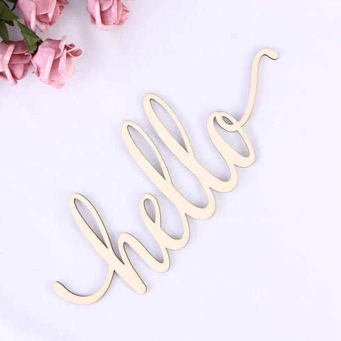 NUOBESTY Hello Wood Sign Home Wooden Letters DIY Block Words Sign Wooden Door Art Decoration,30.5x12.7x0.4cm,2pcs