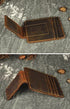 Le'aokuu Mens Genuine Leather Cowhide Magnet Money Clip Credit Case Case Holder Slim Wallet (Dark Brown)