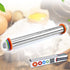 Rolling Pin with Thickness Rings and Pastry Mat for Baking Cookie Chapati Fondant Dough Pastry Pizza Pie Crust, Stainless Steel Roller Pin, Red Mat