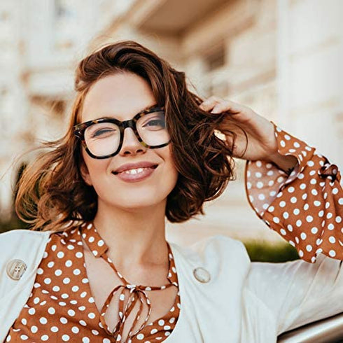 Madison Avenue Women Blue Light Glasses,Oversize Blue Light Glasses for Women, Anti Eyestrain & UV Protection Computer Eyeglasses (Tortoiseshell)