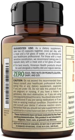 Turmeric Curcumin Ashwagandha, Ginger, Bioperine. Occasional Joint Discomfort Relief Supplement. Antioxidant Properties for Healthy Thyroid and Adrenal Support, and Balanced Cortisol Levels.