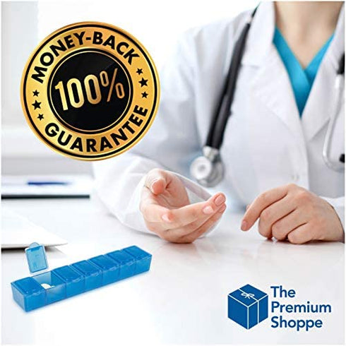 USA Merchant - 7 Day Small Pill Box with Snap Close Lids - Weekly Pill Organizer 4 Times a Day or 28 Day Dispenser - Comes with 4 Separate 7 Day Pill Containers for Vitamins, Supplements, and Medicine