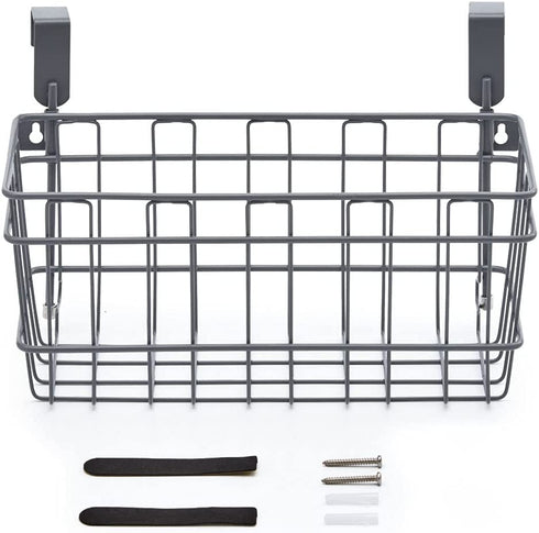 EZOWare Over the Cabinet Door Hanging Organizer Holder, Wall Mountable Deep Metal Storage Basket for Household Kitchen Bathroom Pantry Items (Medium)