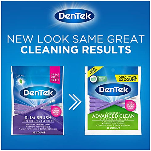DenTek Slim Brush Advanced Clean Interdental Cleaners, Extra Tight, 32 Count