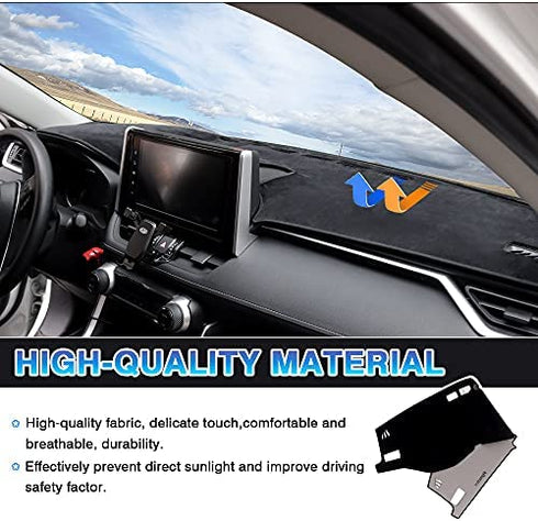 Powerty Compatible with Dashboard Cover Toyota RAV4 2023 2022 2021 2020 2019 Dash Cover Carpet Sunshield Protector Black Without HUD(Head-up Display)