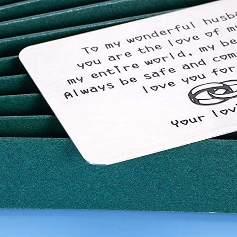 Wallet Insert Card Husband Valentines Day Christmas Gift for Men Fiancé Him from Wife Women Birthday Present for New Husband Hubby Couple Wedding Anniversary Gif Father Day New Year Thanksgiving Card