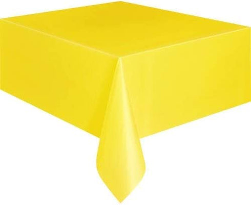 Mountclear 12-Pack Disposable Plastic Tablecloths - 54 x 108 Inch Size Table Cloth Ideal Rectangular Table Covers for Any Tables Upto 8 Feet Long Easy Clean-up of Post-Event Mess (Yelow)