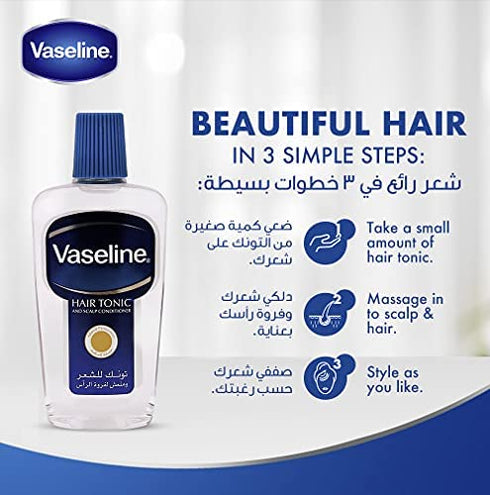 Vaseline Hair Tonic For Men to Replenish Natural Oils of the Scalp , Restores Healthy Hair , Fights Dry Hair, Scalp , and Dandruff , Keep Hair Neat & Well - Groomed All Day 100ml