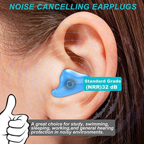 Ear Plugs for Sleeping Swimming, 8 Pair Reusable Silicone Moldable Noise Cancelling Earplugs for Shooting Range, Swimmers, Snoring, Concerts, Airplanes, Travel, Work, Studying