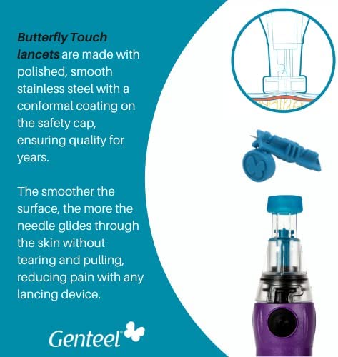 Genteel | Butterfly Touch Lancets | Polished | Smooth & Pain Free | Stainless Lancets (100 pcs)