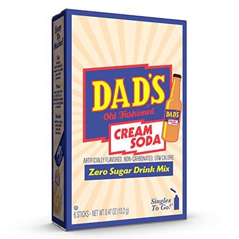 Dad's Old Fashioned Cream Soda Singles To Go Sugar Free Powder Drink Mix 6 Sticks Per Box, 12 Boxes (72 Total Sticks)