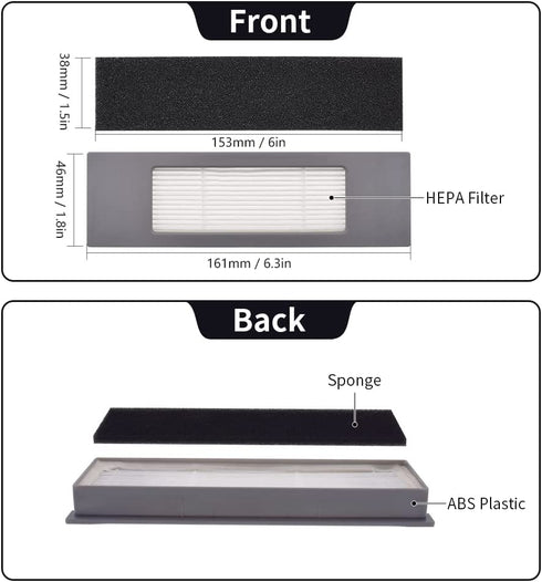 Neutop Replacement Accessories Compatible with Ecovacs Deebot OZMO 920, 950, T5, T8, T8 AIVI Robot Vacuum Parts with 1 Main Roller Brush 4 Filter Sets 6 Side Brushes