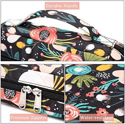 Bible Covers Bible Case for Women Girls Bible Book Carrying Bag Kids Scripture Case Church Bag Bible Protective with Handle Pockets Zippered Pocket (Green-Floral)