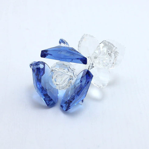 LZYUANHEN Crystal Rose Flower Paperweight Figurine Collectible Greeting Card - Anniversary Wedding Valentine's Day Gift Centerpiece Ornament Blue Rose