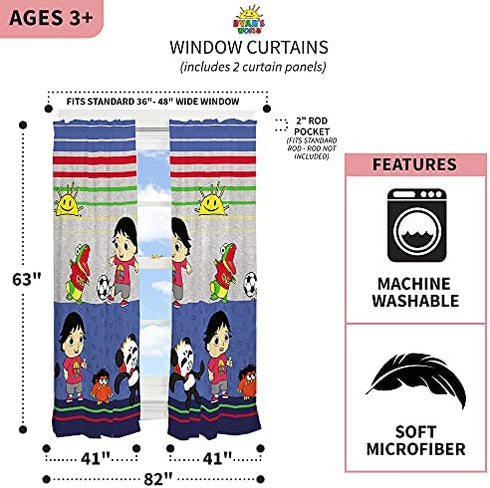Franco Kids Window Curtain Panels Drapes Set, 82 in x 63 in, Ryan's World