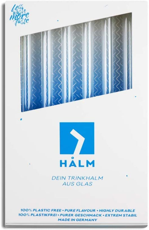 HALM Glass Straws - Earth Day Charity Edition - 6 Reusable Drinking Straws engraved with Endangered Animals - 20 cm (8 in) x 0.9 cm - Made in Germany - Dishwasher Safe - Eco-Friendly