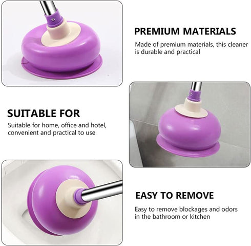 DOITOOL Toilet Plunger Toilet Bowl Cup Rubber Toilet Plunger with Long Handle Bathroom Toilet Bowl Plunger Cleaning Accessory Purple