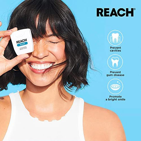 Reach Dentotape Waxed Dental Floss | Effective Plaque Removal, Extra Wide Cleaning Surface | Shred Resistance & Tension, Slides Smoothly & Easily , PFAS FREE | Unflavored, 100 Yards, 1 Pack