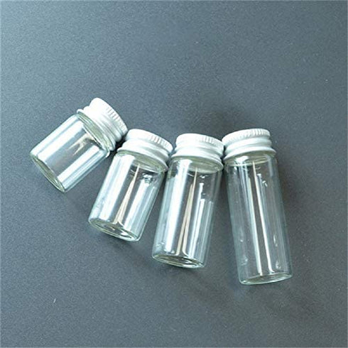 10Pcs Glass Sealed Bottle with Screw Aluminum Cap Clear Tiny Empty Sample Vials Glass Jars Containers Cute Wishes Bottle (15ml)