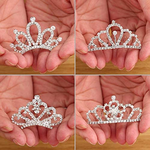 Bingcute 12Pcs Girl Princess Rhinestone Tiara Crown with Comb For Princess Party Favors tiaras and crowns for little girls