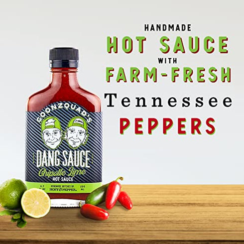 Hoff and Pepper Goonzquad Dang Sauce Handmade Chipotle Lime Hot Sauce Farm-Fresh Tennessee Peppers for the Jalapeno Pepper Hot Sauce Lover Keto Spicy Goodness Seasoning, (6.7 fl oz)