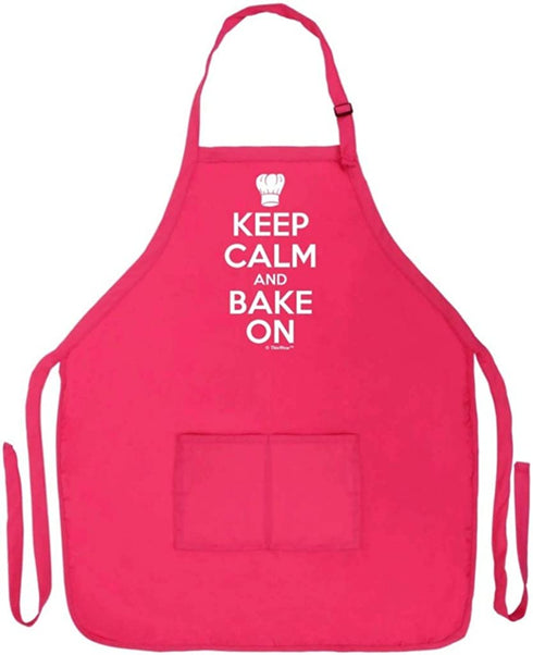 Keep Calm and Bake On Funny Apron for Kitchen Baker Baking Two Pocket Apron for Women and Men