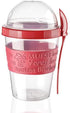 Titiz 20 oz Cereal On the Go Cups Portable Lux Yogurt Cereal To-Go Container with Top Lid Granola & Fruit Compartment (Red)