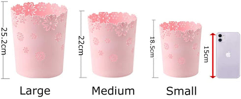 HMANE Wastebasket Super Mini, Hollow Flower Shape Plastic Lidless Wastepaper Baskets Trash Can - S, Mini Size