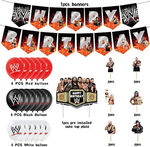 Wrestling Party Supplies Birthday Wrestling Party Decorations Set Include Banner Balloons Cake Tops