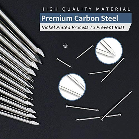500pcs Hardware Nails, 1 Inch Nickel Plated Hanging Nails, Wall Nails for Picture Hanging, Wood Nails, Wire Nails, Small Nails (1 In)
