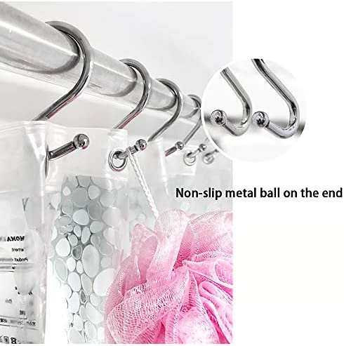 Metal Shower Curtain Hooks,Rust Resistant S Shaped Shower Curtain Rings,Shower Hooks for Bathroom,Decorative Shower Hooks for Curtain Rod,Set of 12 (Black)