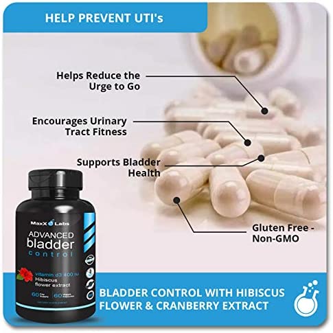 Advanced Bladder Control Pills for Women & Men - Helps Reduce Overactive Bladder & Leakage - Supports Urinary Tract (UTIs) - Potent Blend of Pumpkin Seed Extract, Cranberry, & Vitamin D3 - 60 ct